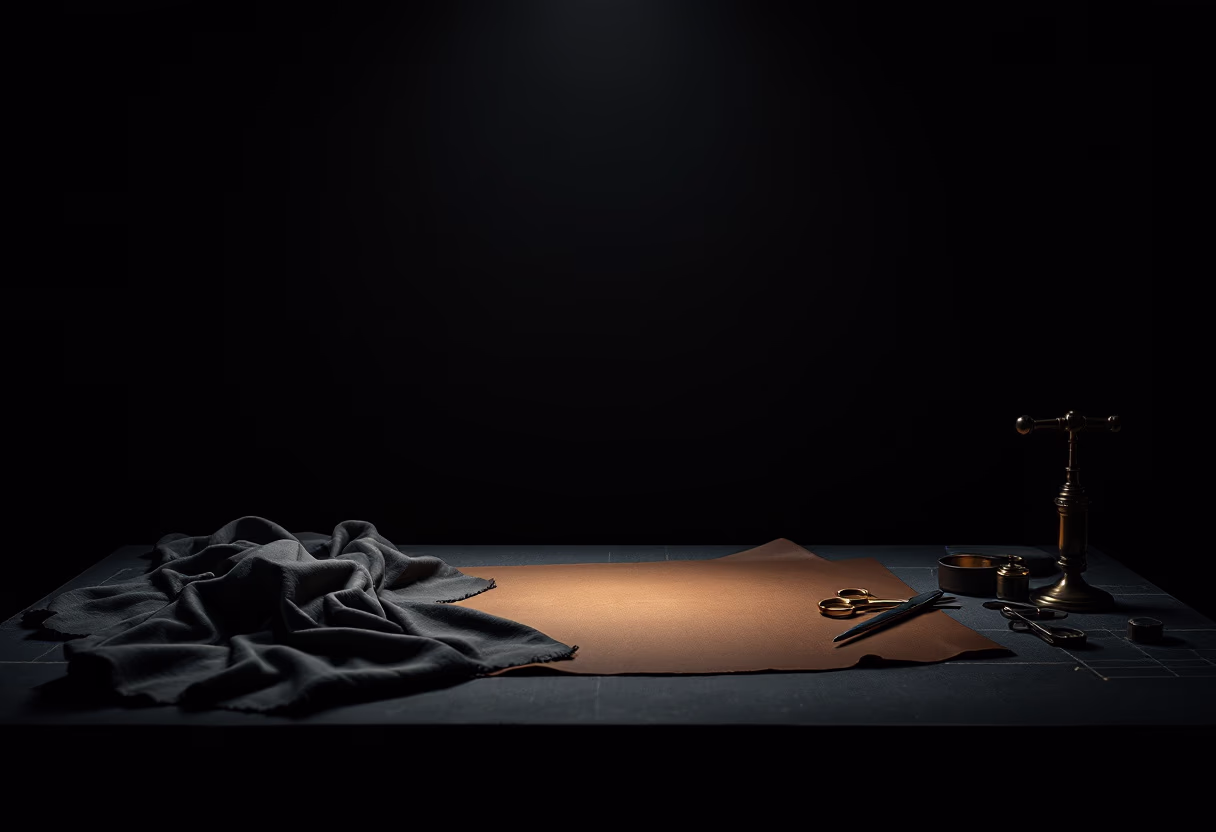 [background image] tailor shop cutting table