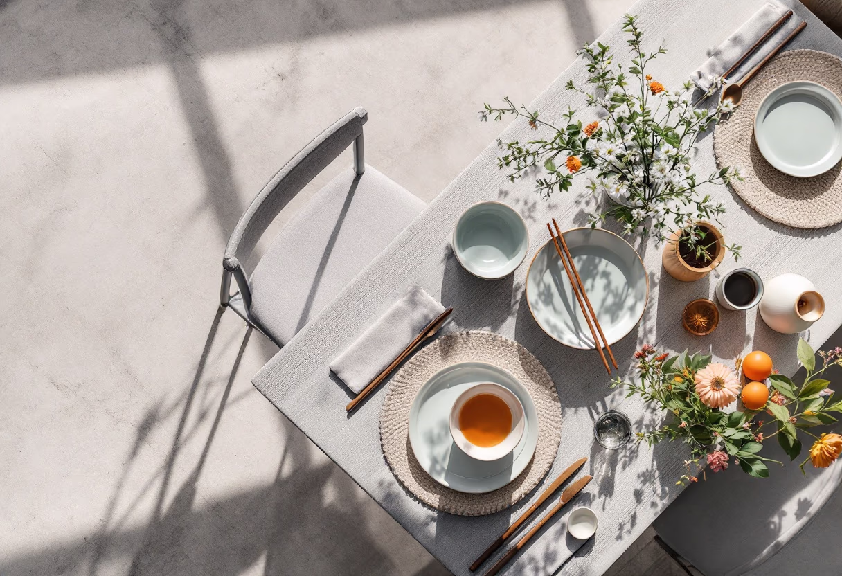 image of dining tables ready for guests (for a chinese restaurant)