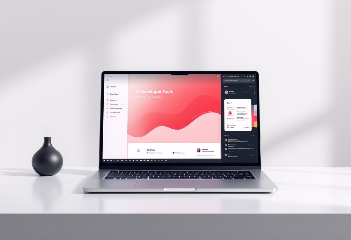 [interface] image of a laptop with software interface (for a ai developer tools)
