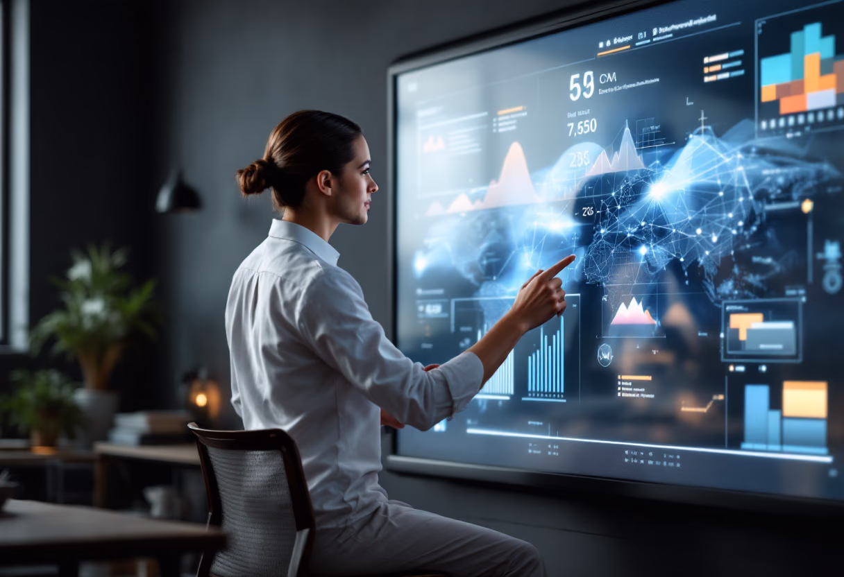 image of teacher using a smartboard (for edtech)