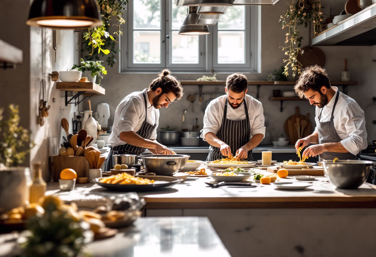 image of the kitchen in action (for an italian restaurant)