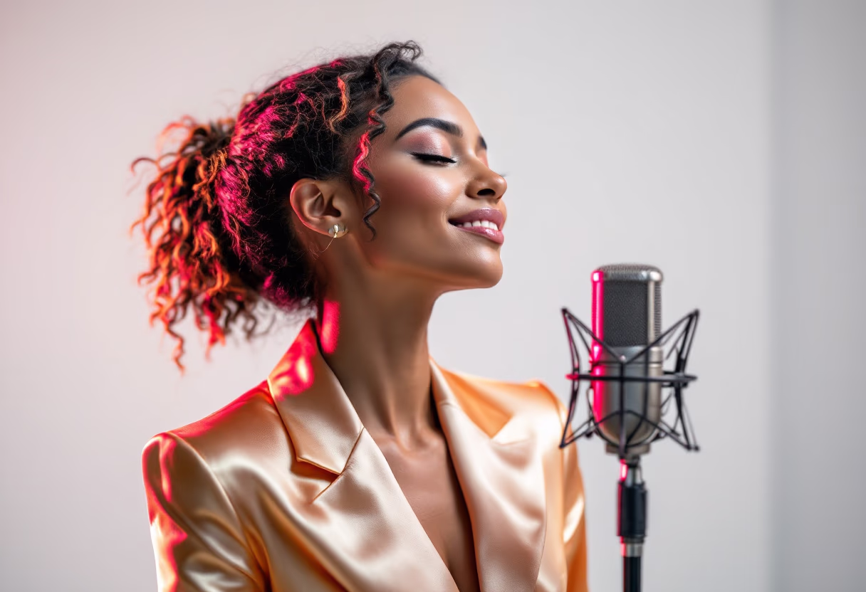 image of vocalist recording