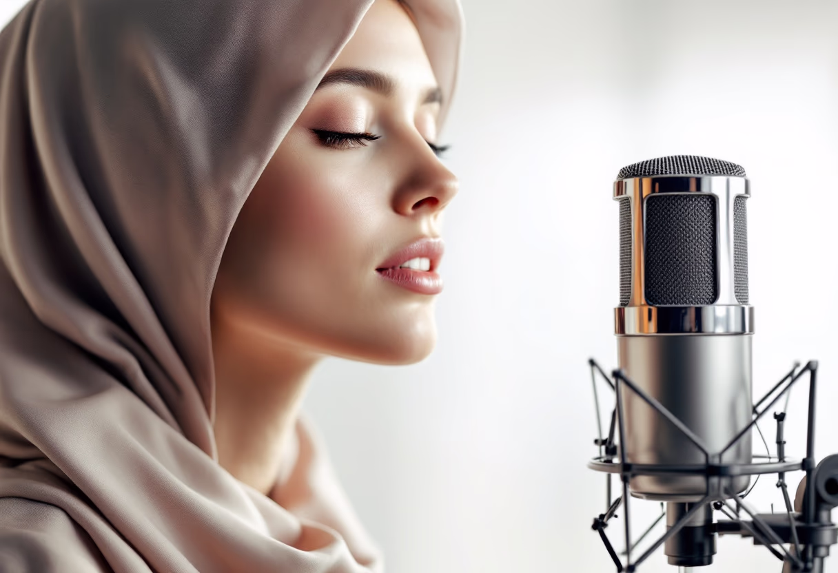 image of vocalist recording