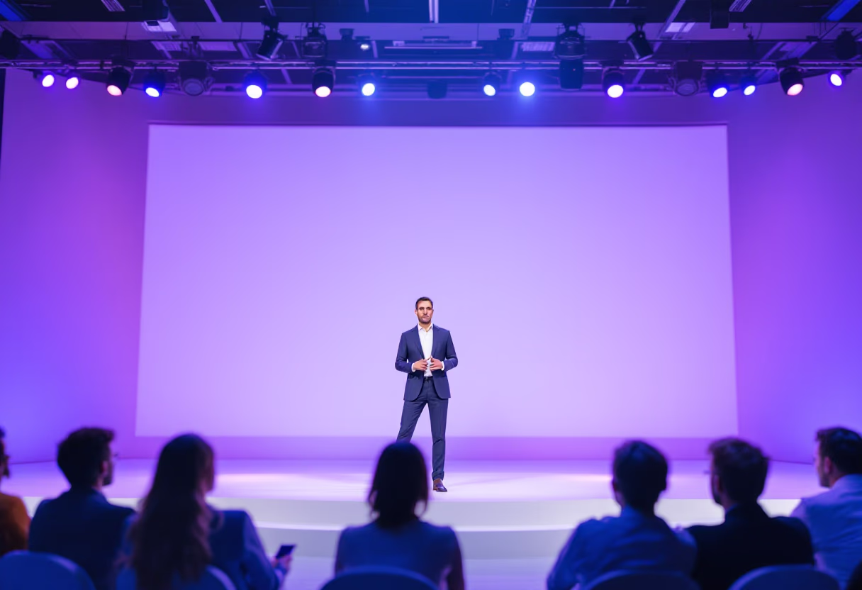 image of tech conference scene for a tech gadgets store