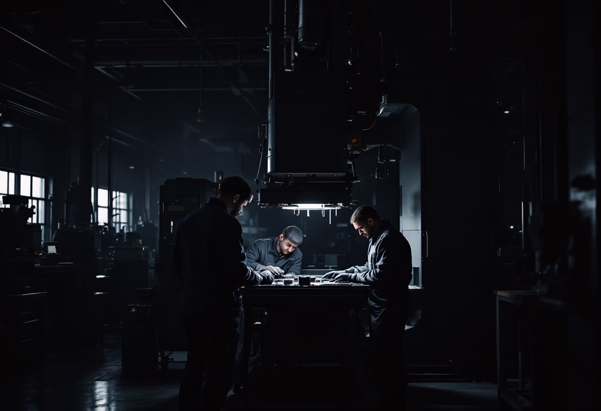 employees collaborating in a manufacturing plant