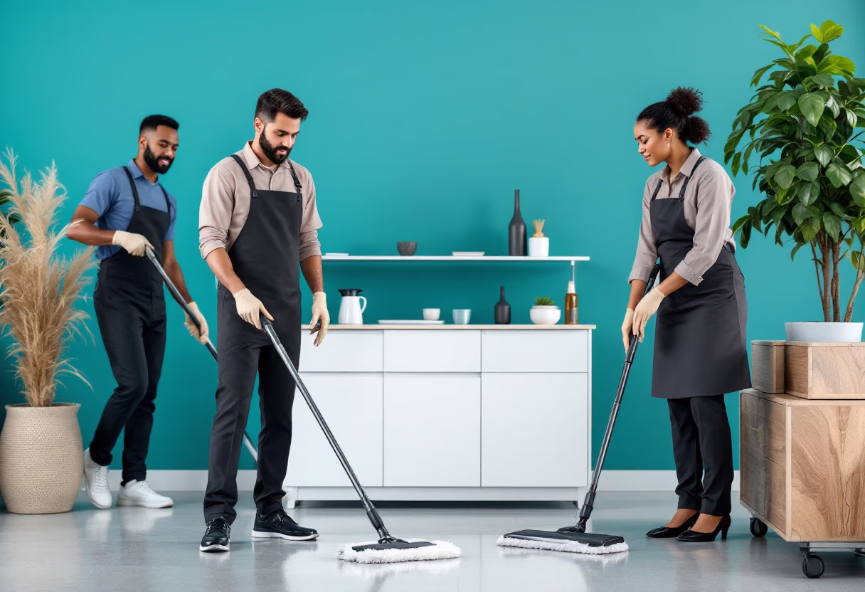 image of cleaning team in action