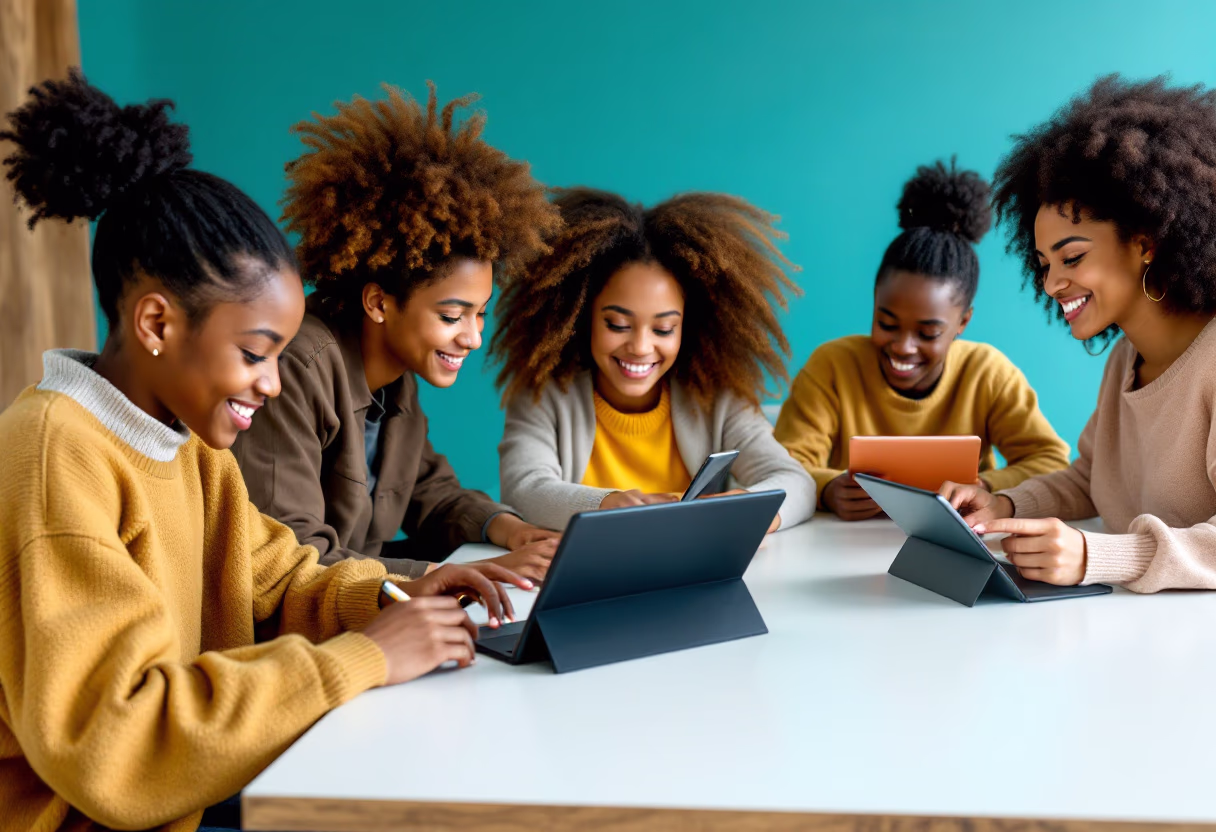 image of students engaging with the software (for a edtech)