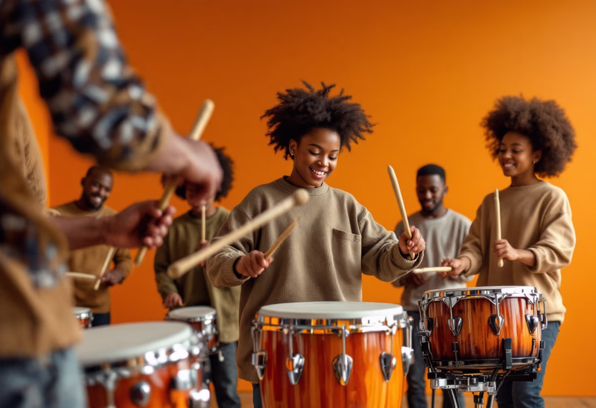 image of drumming class in session