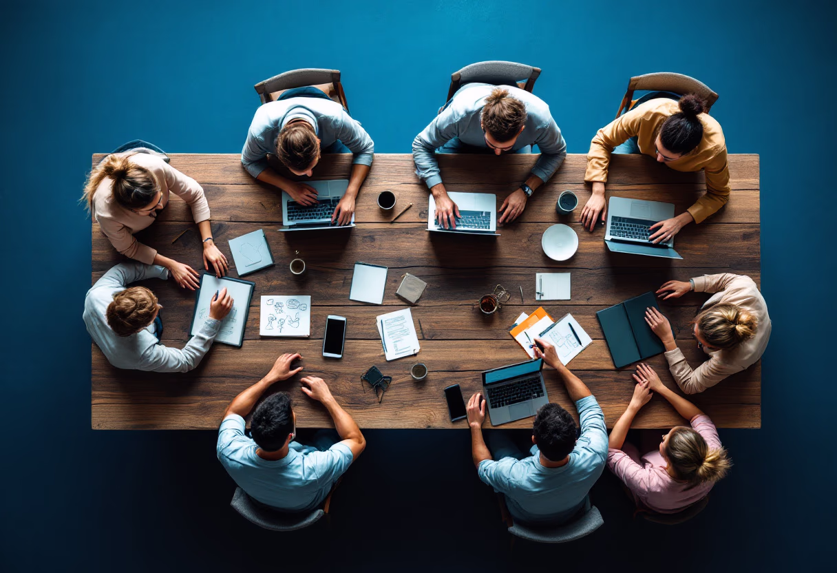image of team brainstorming session (for a graphic design studio)