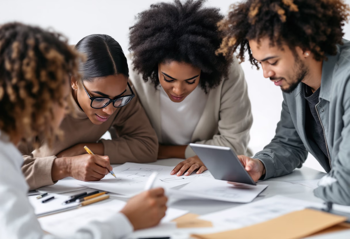 image of a team collaborating at an ai saas company