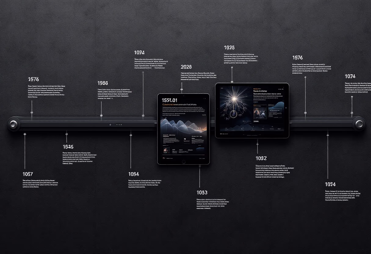 image of company milestones in a timeline format (for a edtech)