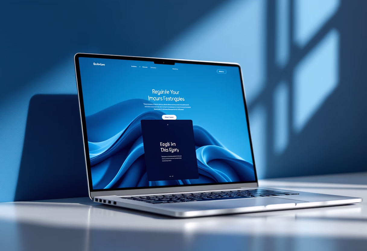 [digital project] image of a finished design project on a laptop screen for a graphic design studio