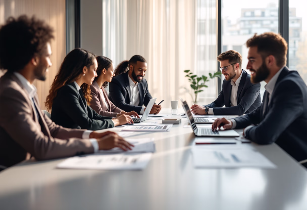 image of a business meeting in data analytics and business intelligence