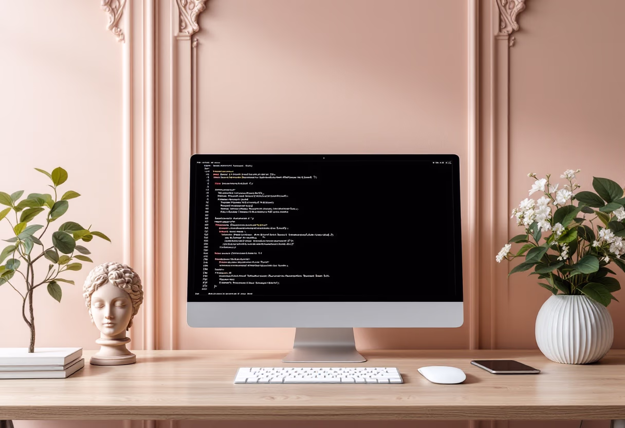 [background image] image of tech workspace (for an ai developer tools)
