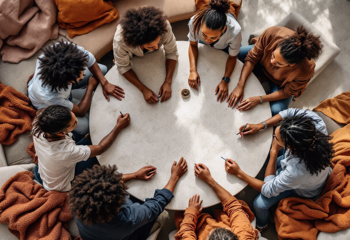 image of a diverse team in a meeting (for edtech)