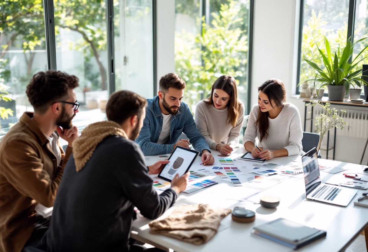 image of team brainstorming session (for a graphic design studio)