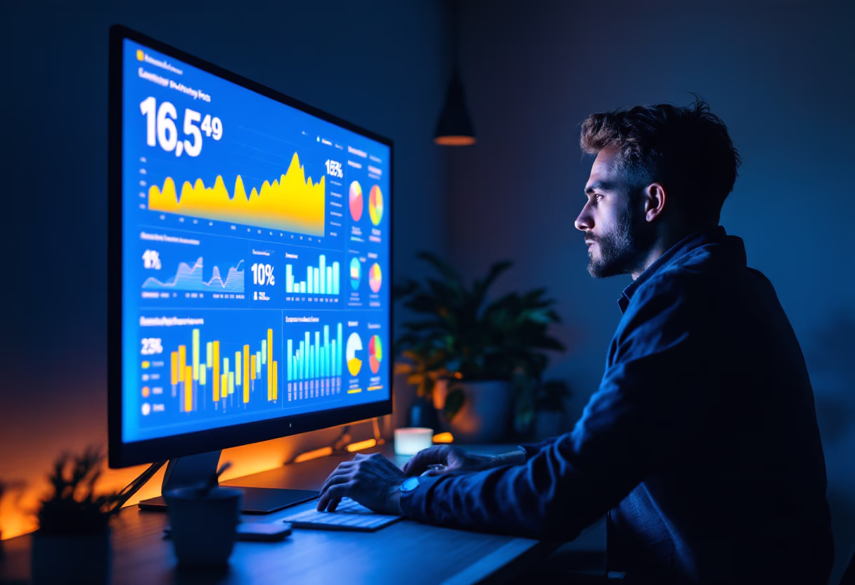image of business professional reviewing analytics for a hr tech