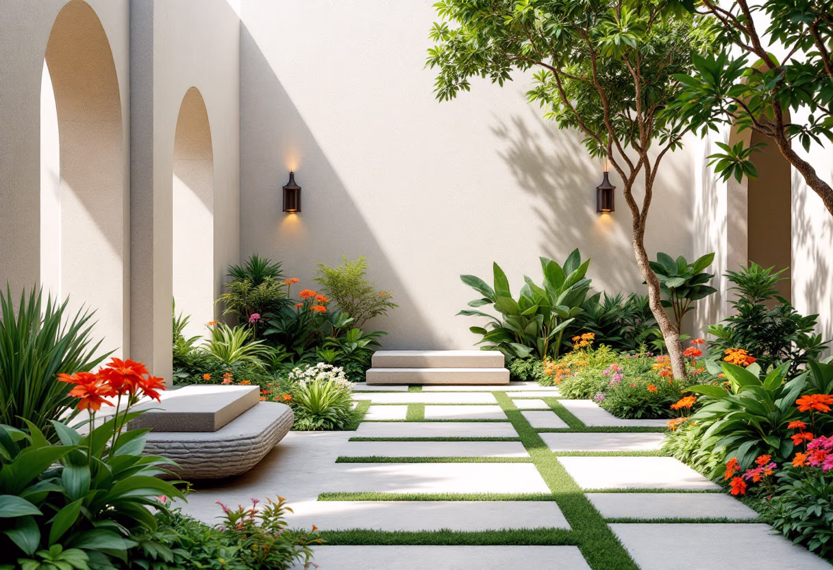 [background image] image of temple gardens (for a hindu temple)