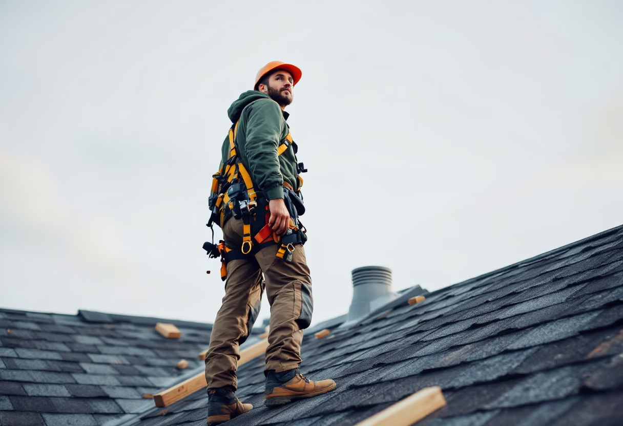 image of contractor on rooftop