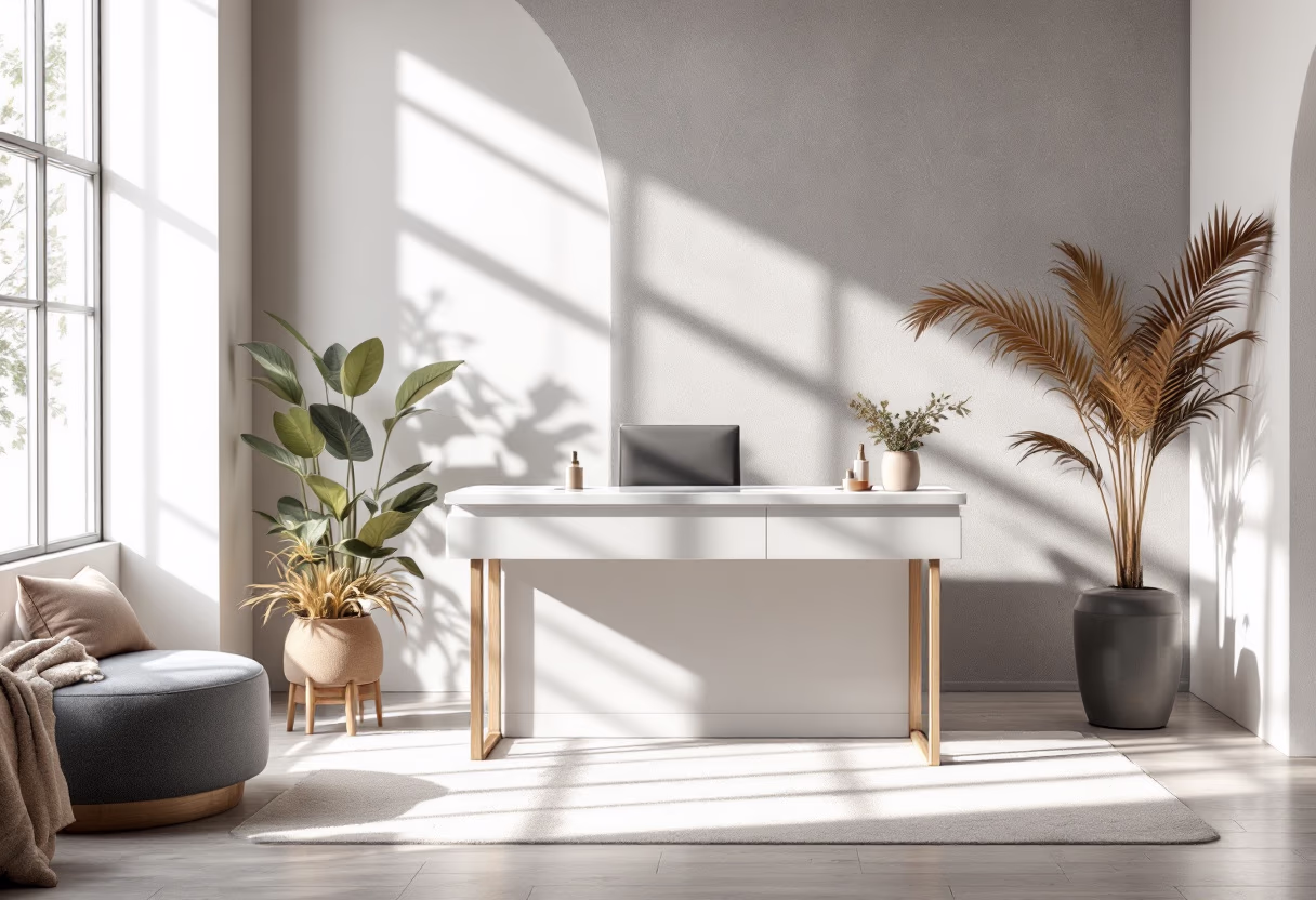 [background image] of a consultation desk (for a beauty product)