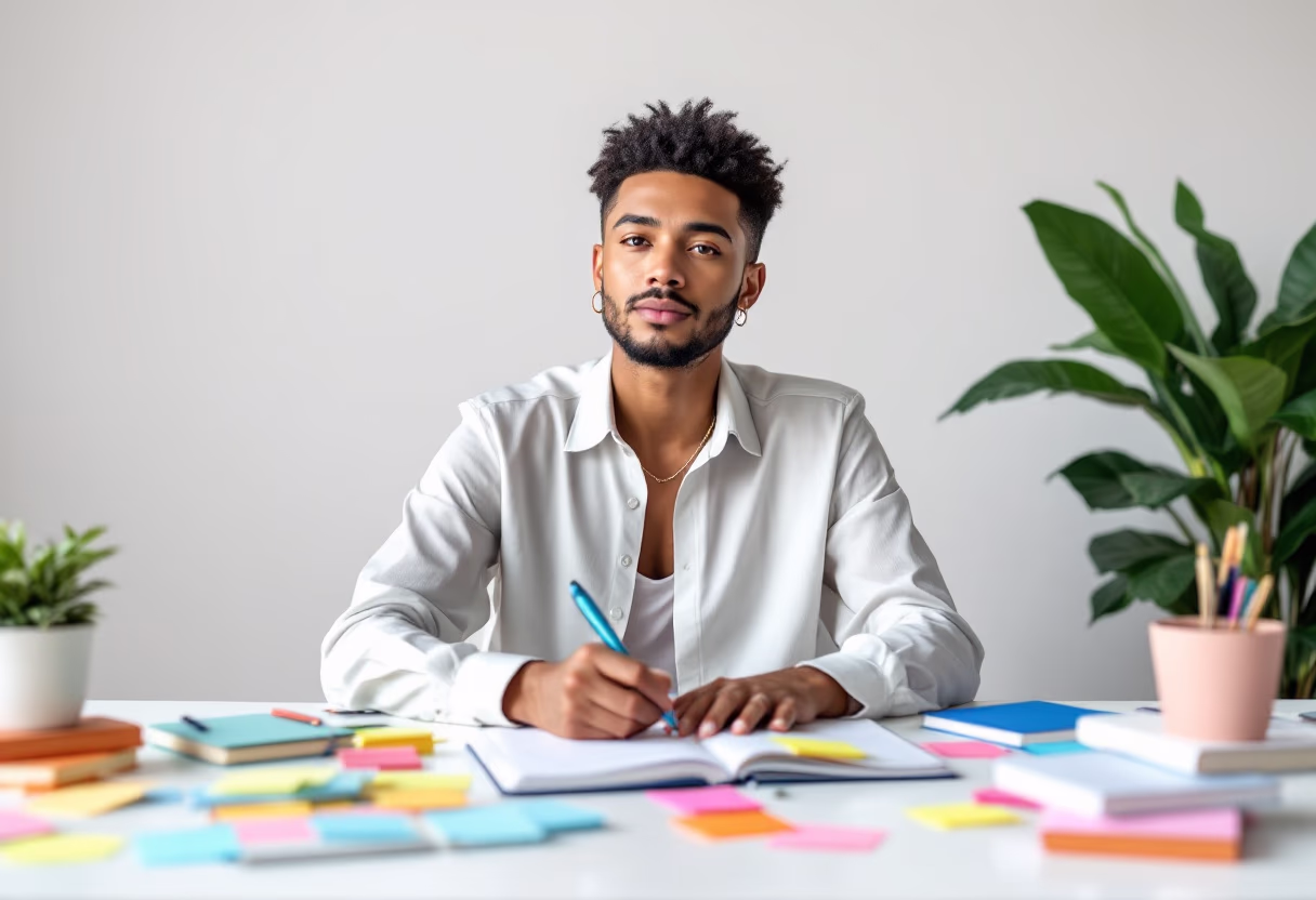 image of author brainstorming ideas