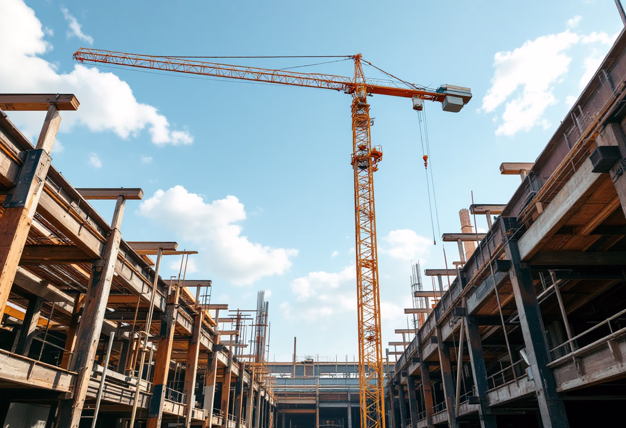 [background image] image of construction site with crane (for a construction company)