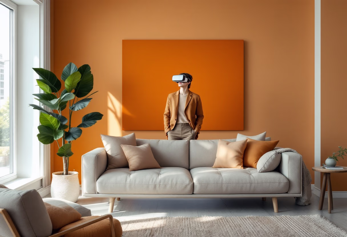 image of a modern living room with vr exploration