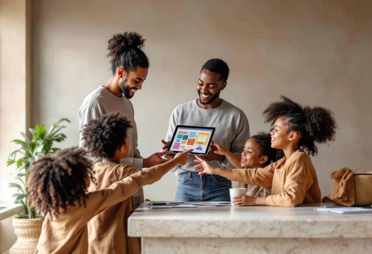 image of a teacher interacting with students using digital tools