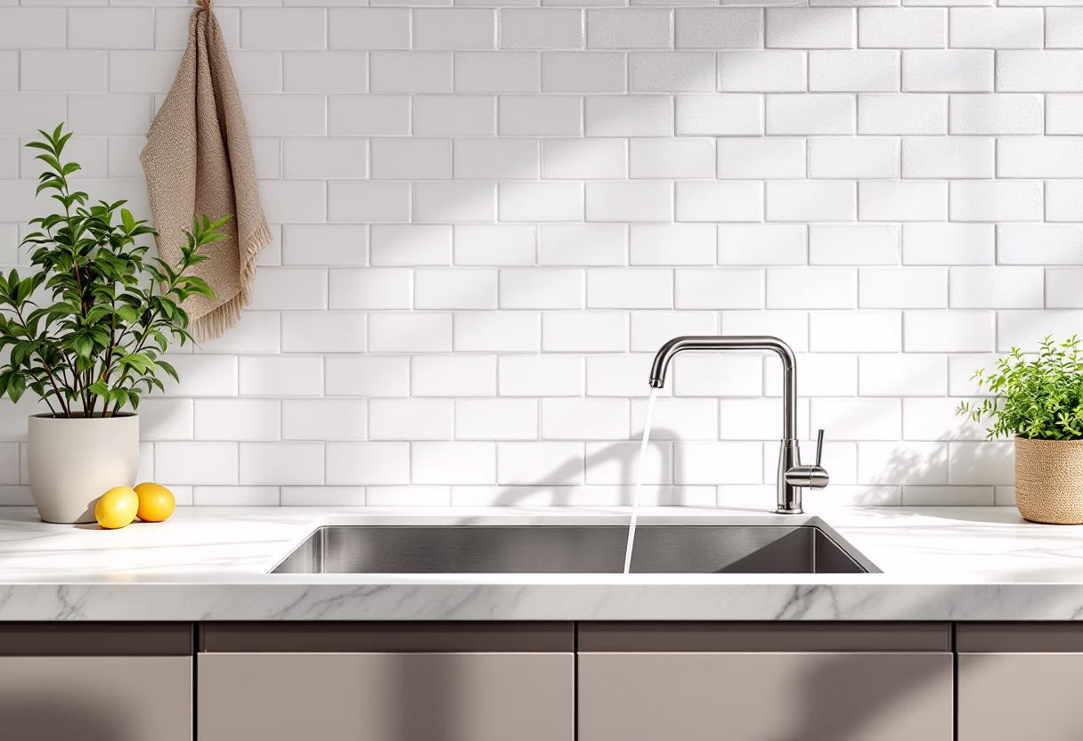 [background image] image of kitchen sink with running water