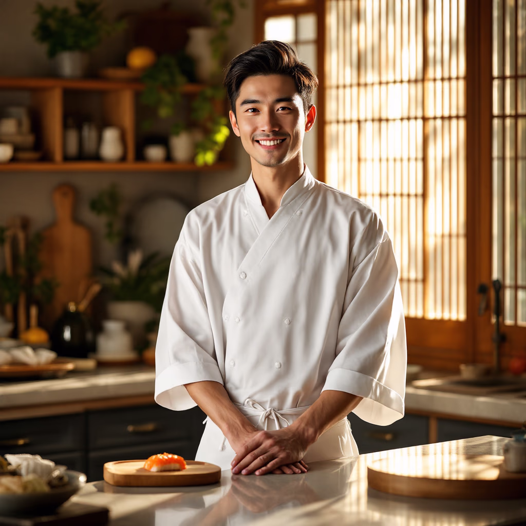 [team] image of a chef team member (for a japanese restaurant)