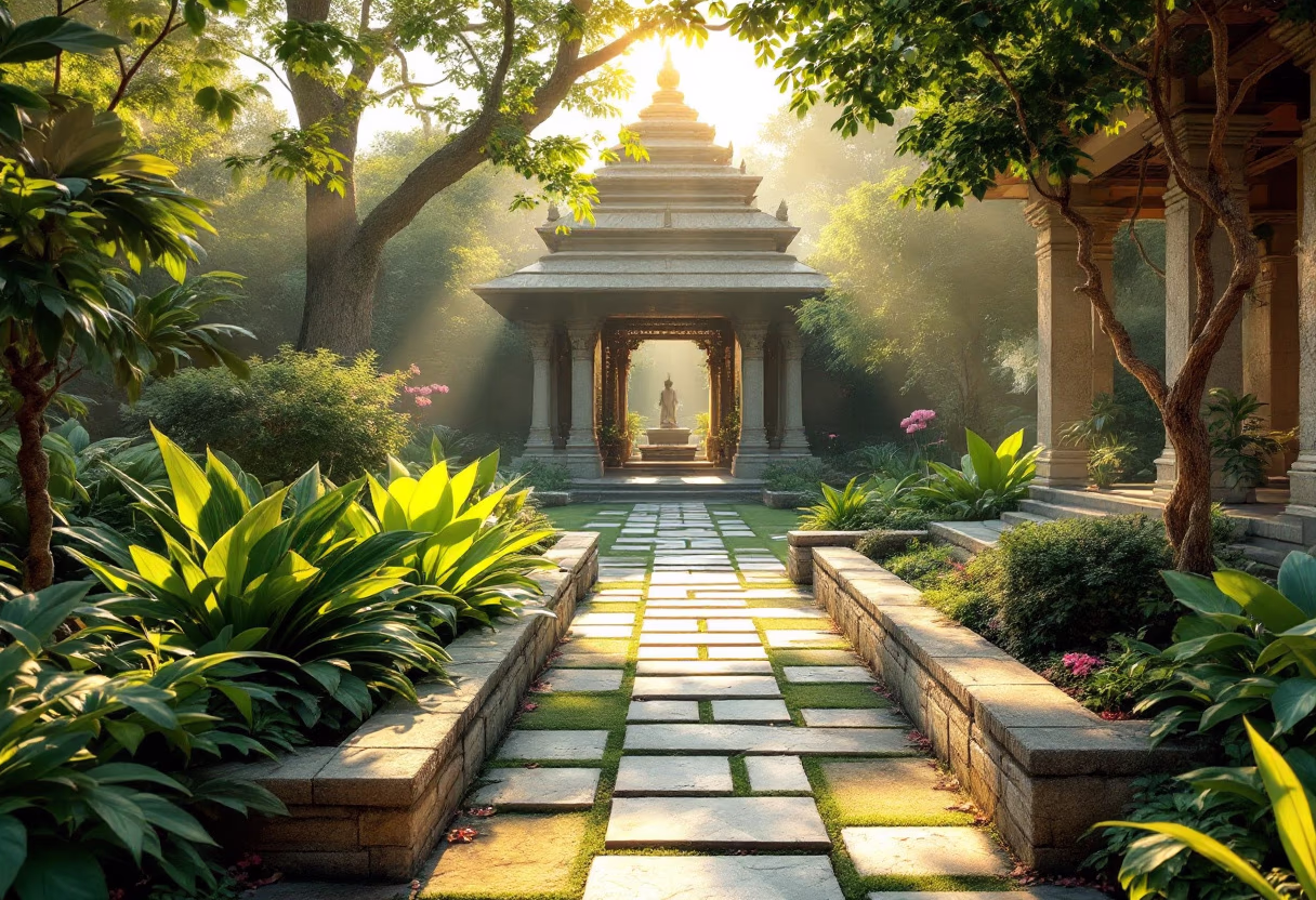 [background image] image of temple gardens (for a hindu temple)