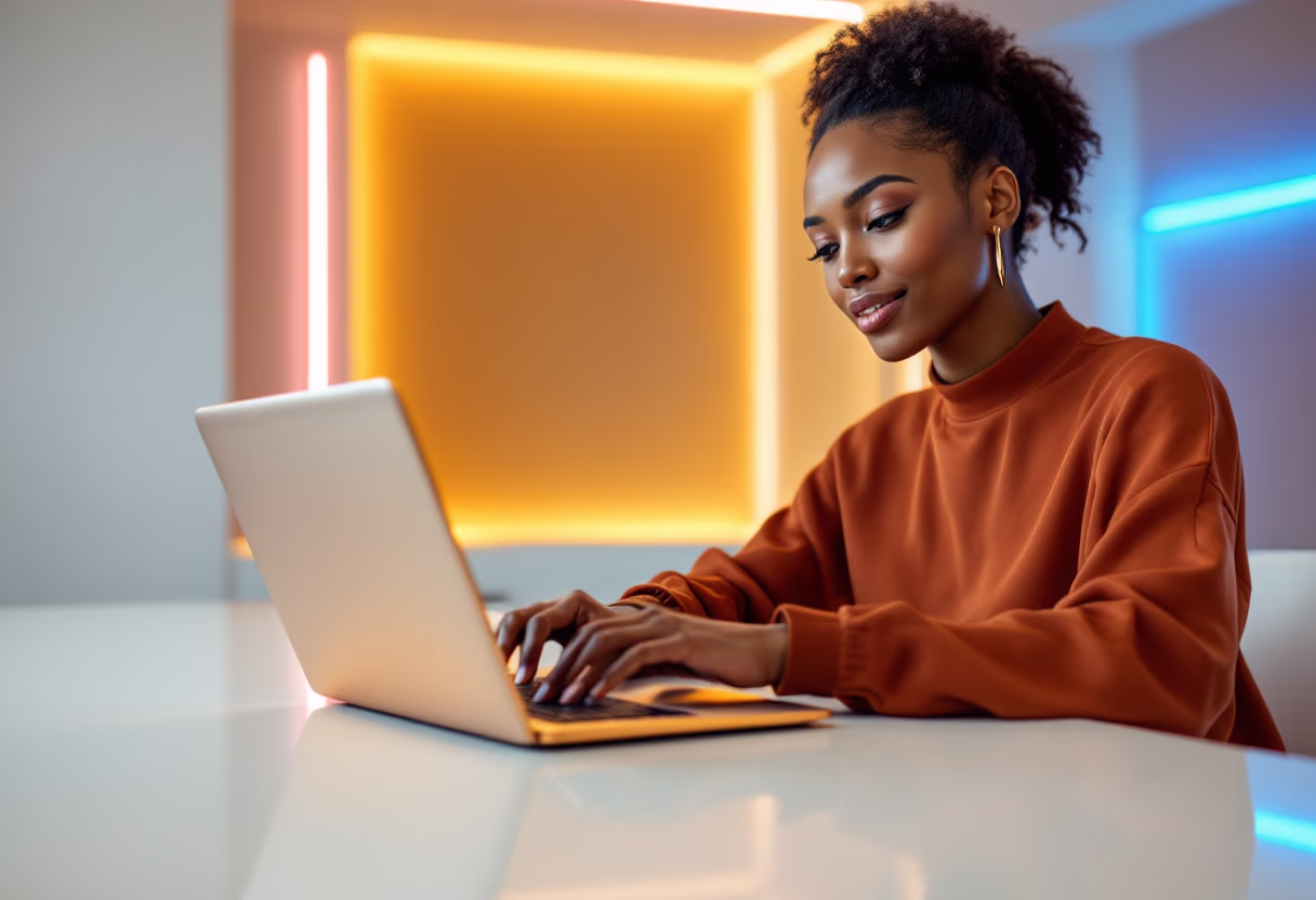 image of an individual typing on a laptop (for a productivity tools business)