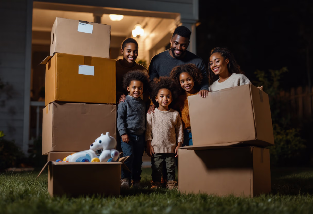 image of happy family moving