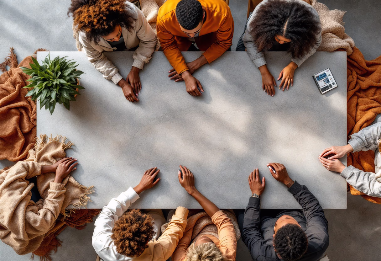 image of a diverse team in a meeting (for edtech)
