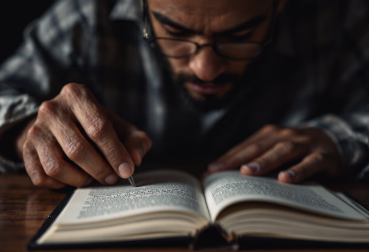 image of tutor reading a book