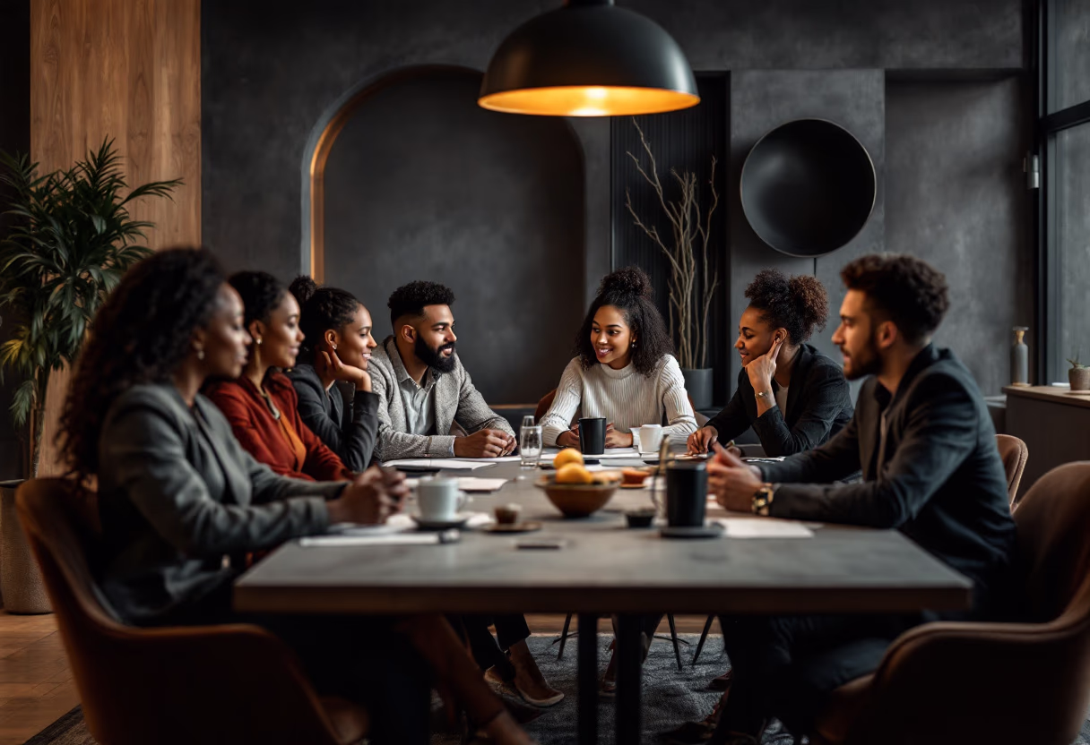 image of a diverse group of professionals in a meeting room