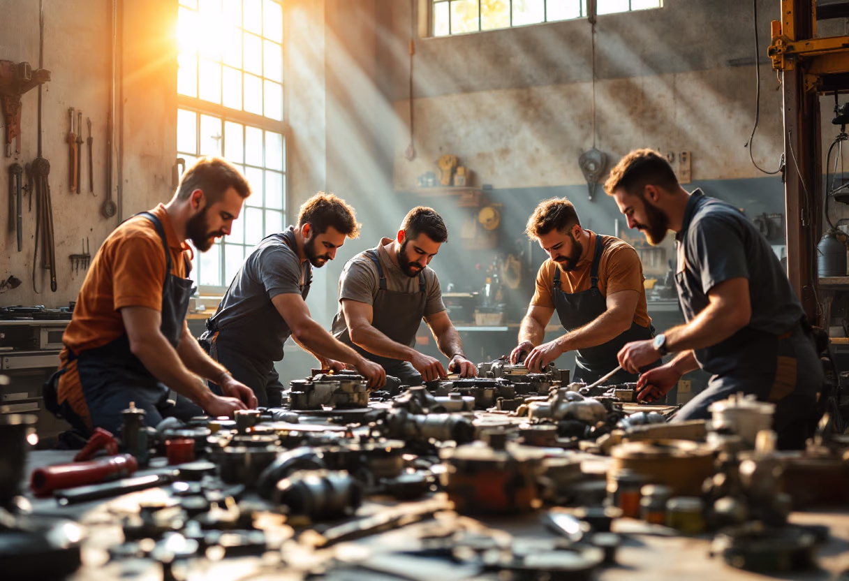 image of mechanic team in automotive service center