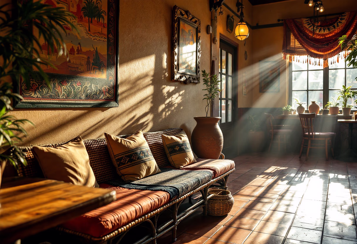 image of vibrant dining space (for a mexican restaurant)