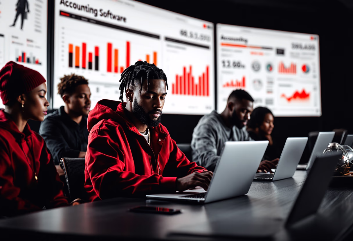 people using accounting software module