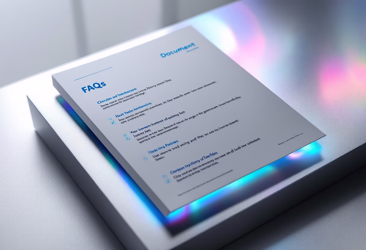 image of a document with faqs (for a productivity tools business)