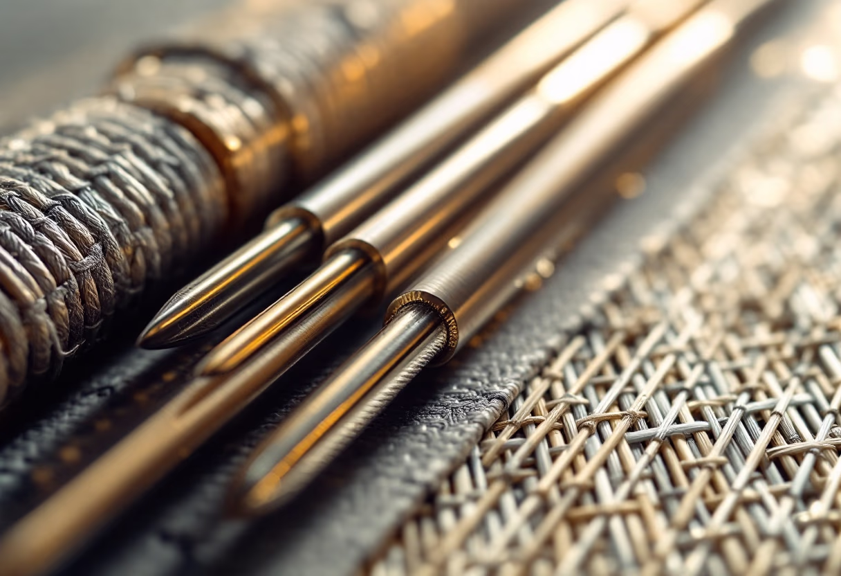 image of acupuncture needles on a bamboo mat