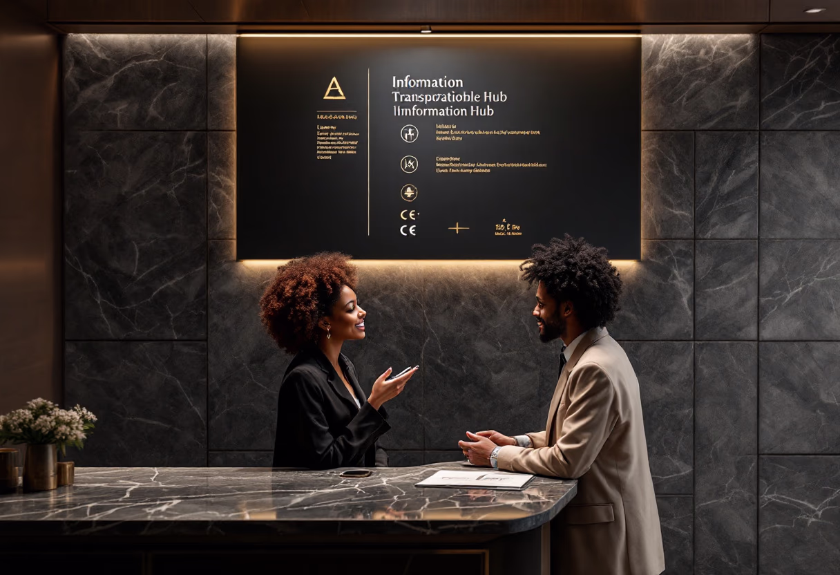 image of a person asking a question at an information counter (for a mobility and transportation)