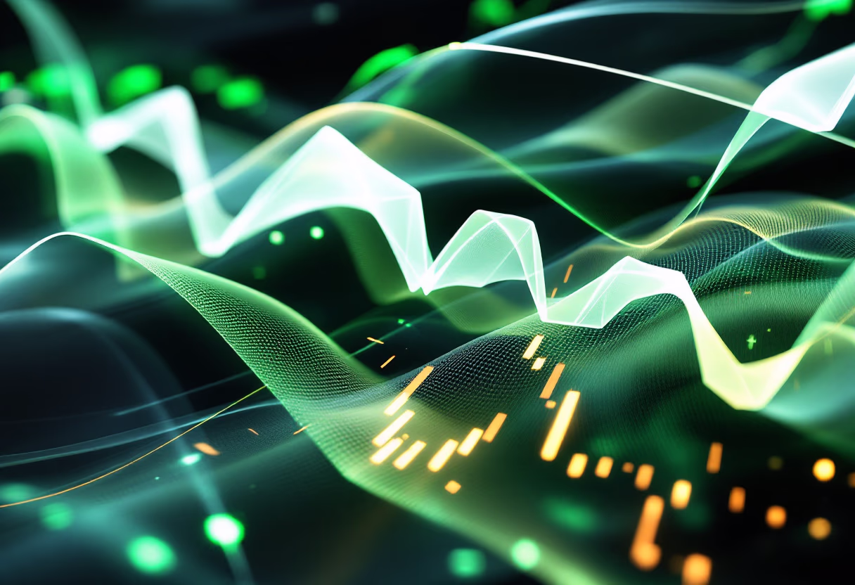 [background image] image of stock market ticker in motion (for a fintech company)