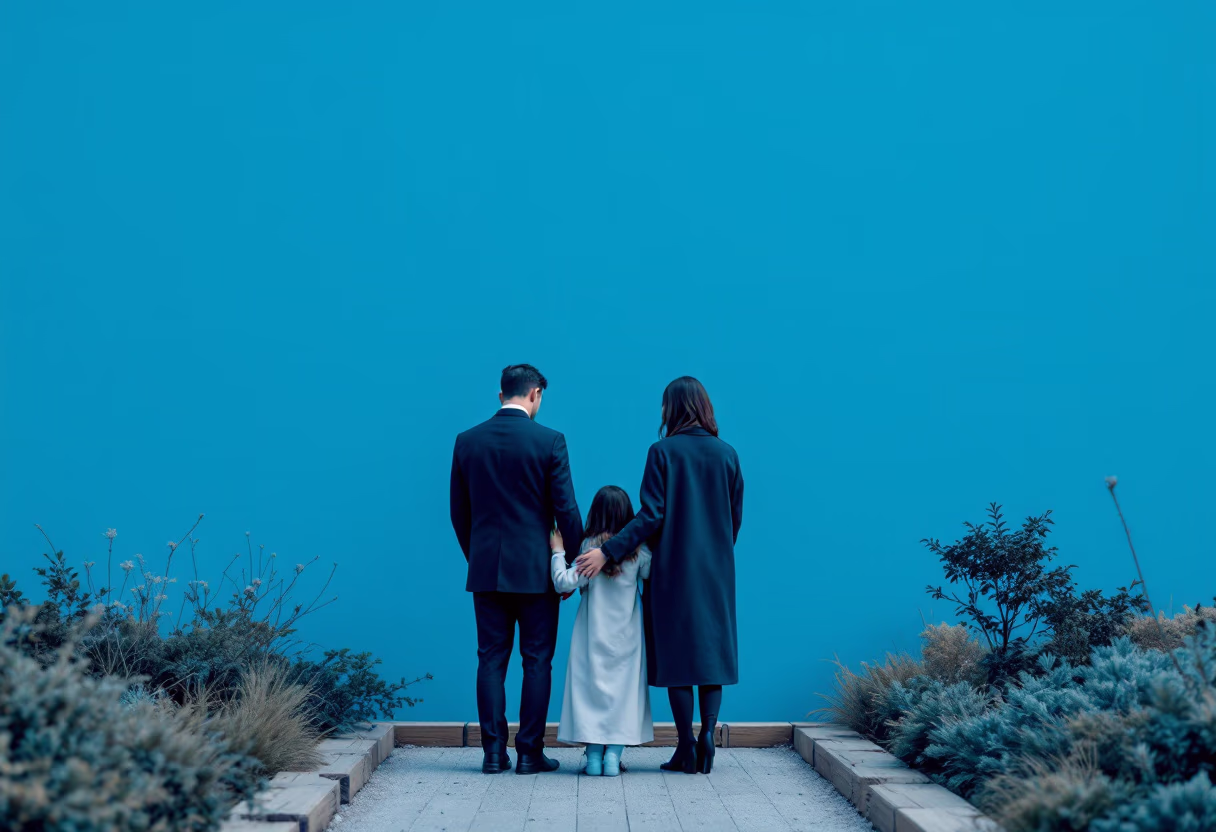 image of mourning family