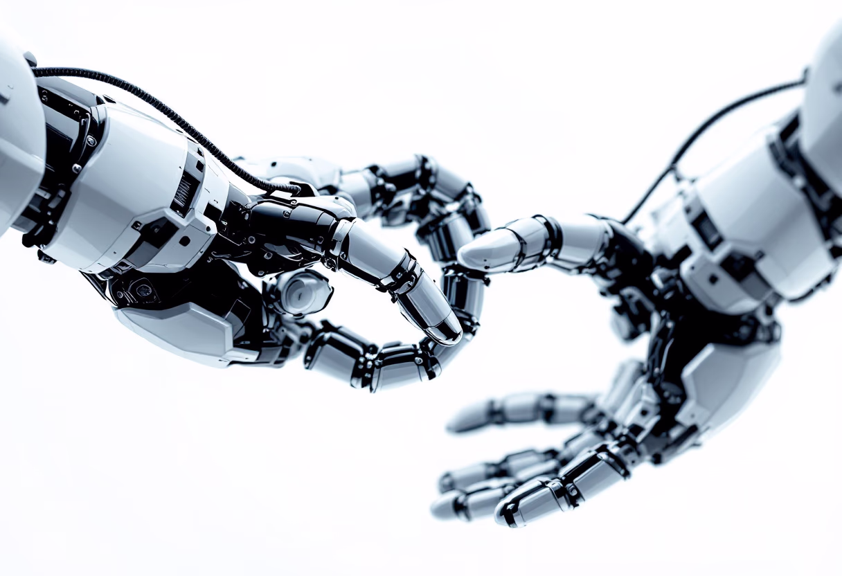 a high-resolution photo of a multi-armed assembly robot