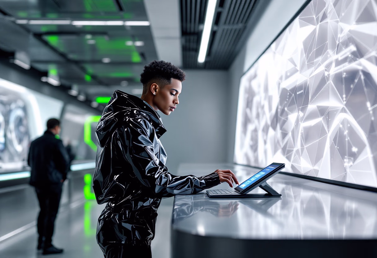 image of a person asking a question at an information counter (for a mobility and transportation)