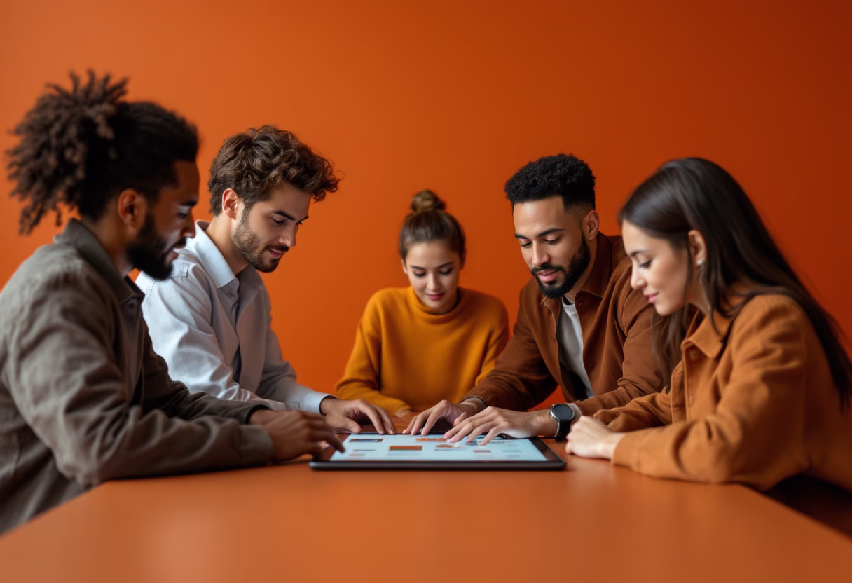 image of students collaborating on a project (for a edtech)