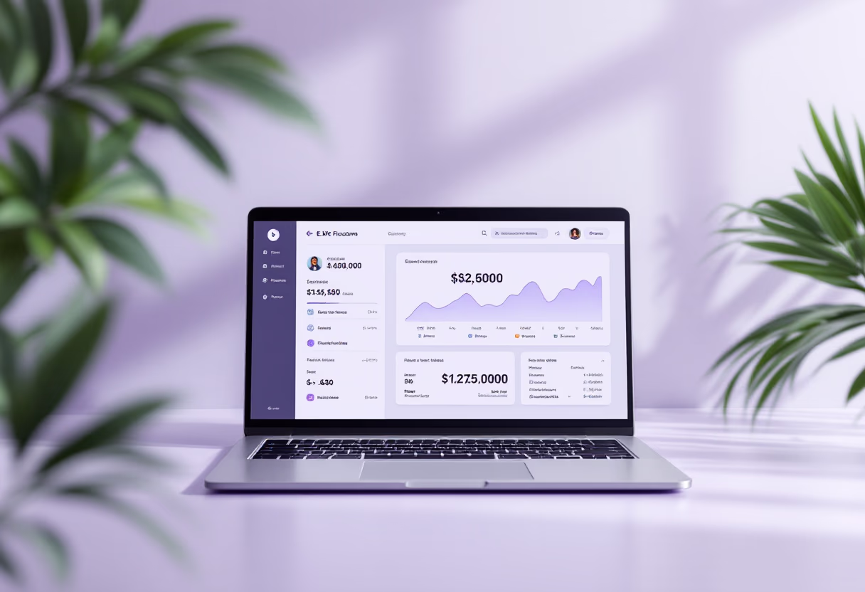 [interface] image of laptop with secure financial platform interface (for a fintech company)