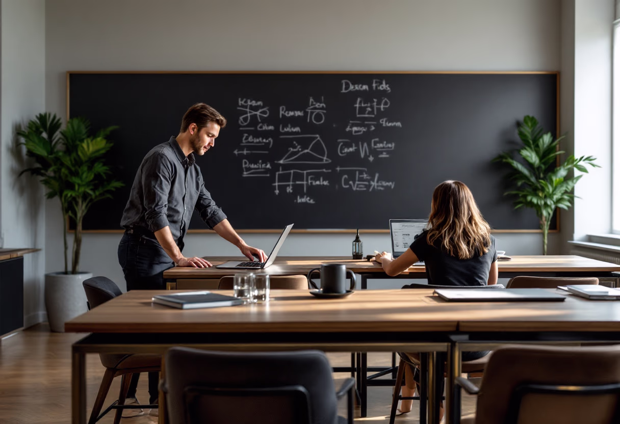 image of a teacher interacting with students using digital tools for an edtech