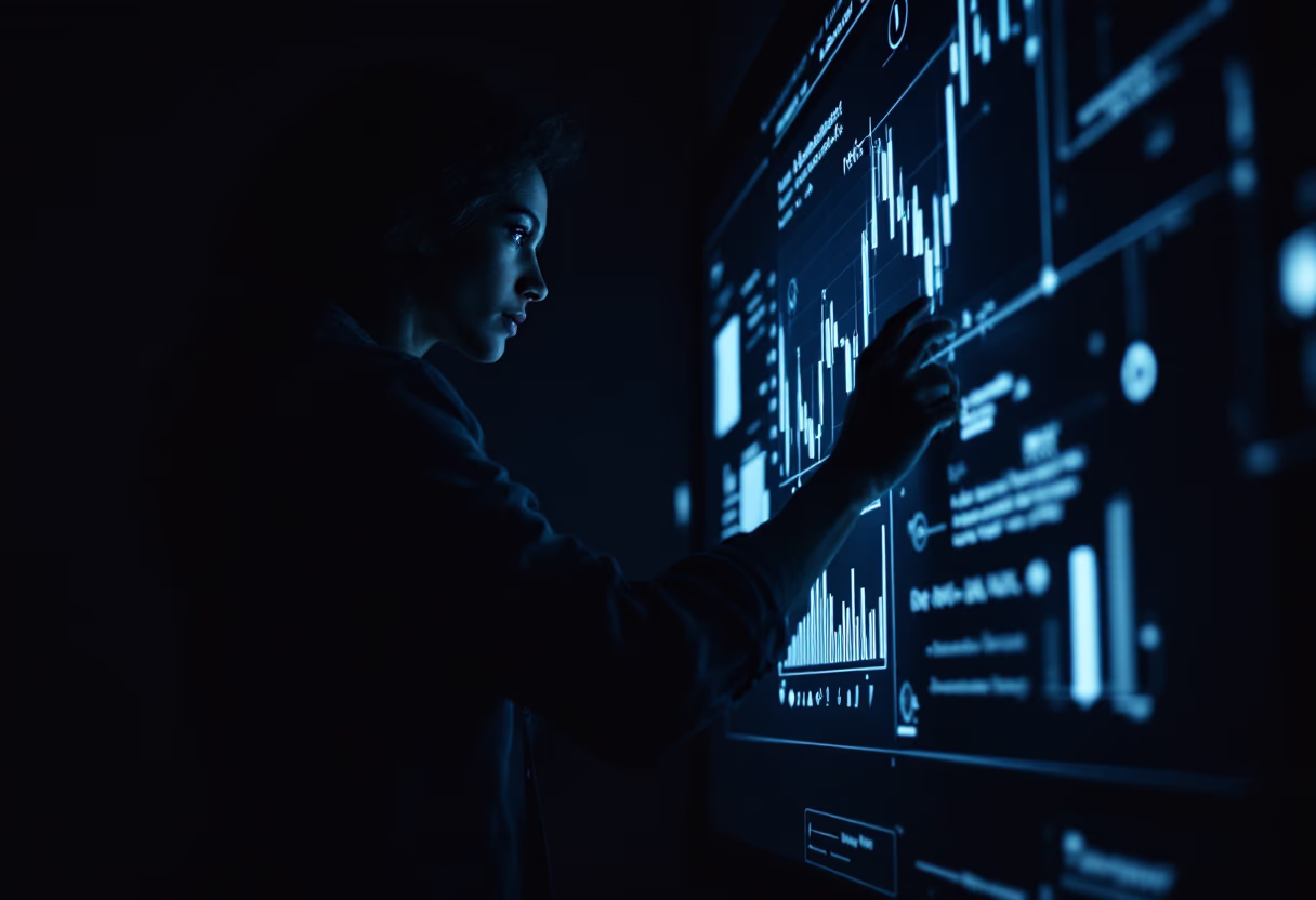 image of teacher using a smartboard (for a edtech)